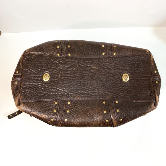 KENNETH COLE New York Brown Pebble Leather Studded large Shoulder Bag - Picture 3 of 7